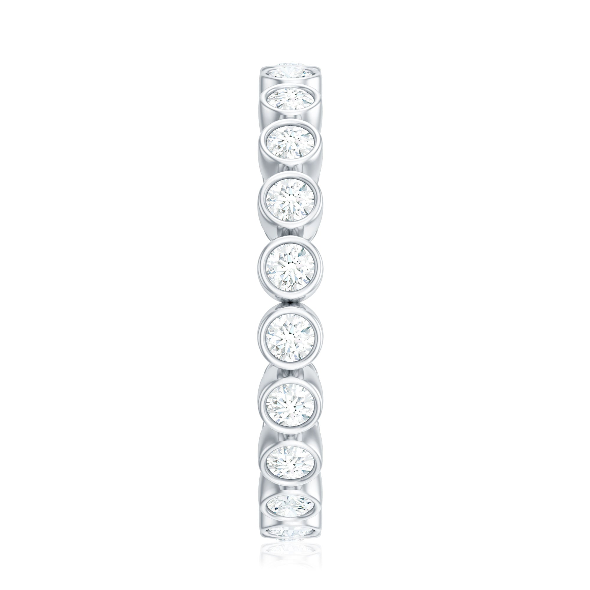 Full Eternity Wedding Band with Bezel Set Moissanite