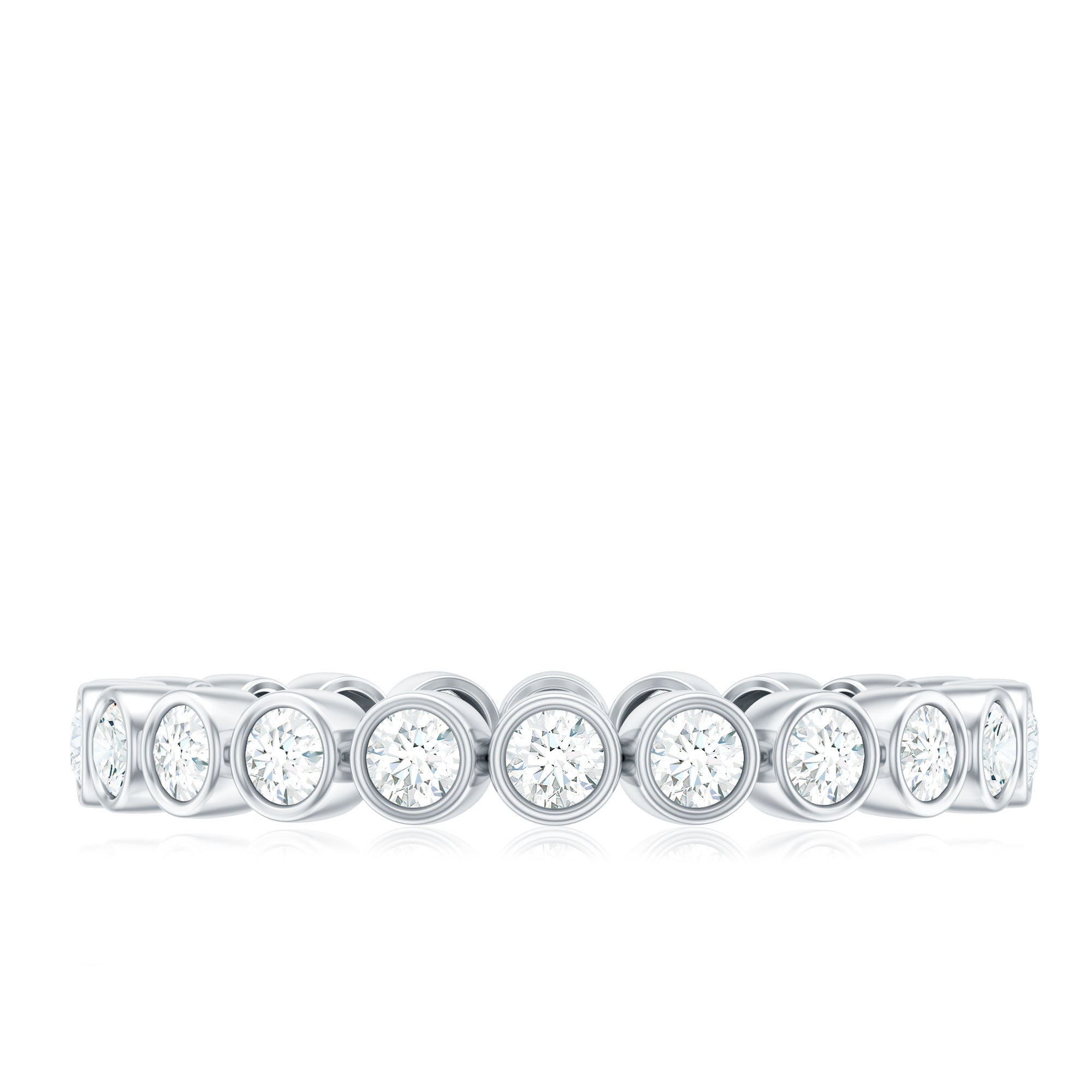 Full Eternity Wedding Band with Bezel Set Moissanite