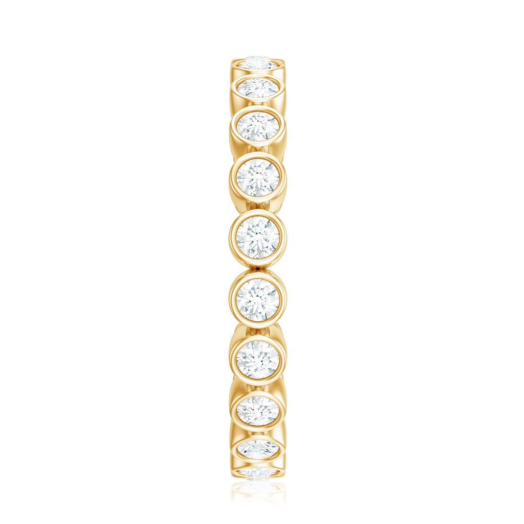 Full Eternity Wedding Band with Bezel Set Moissanite