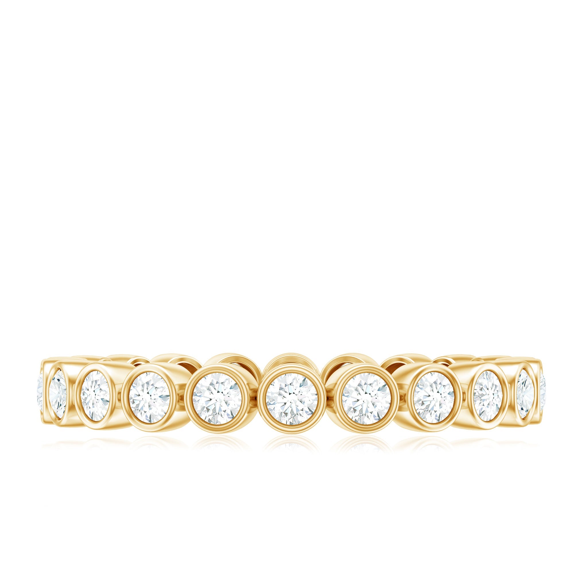 Full Eternity Wedding Band with Bezel Set Moissanite