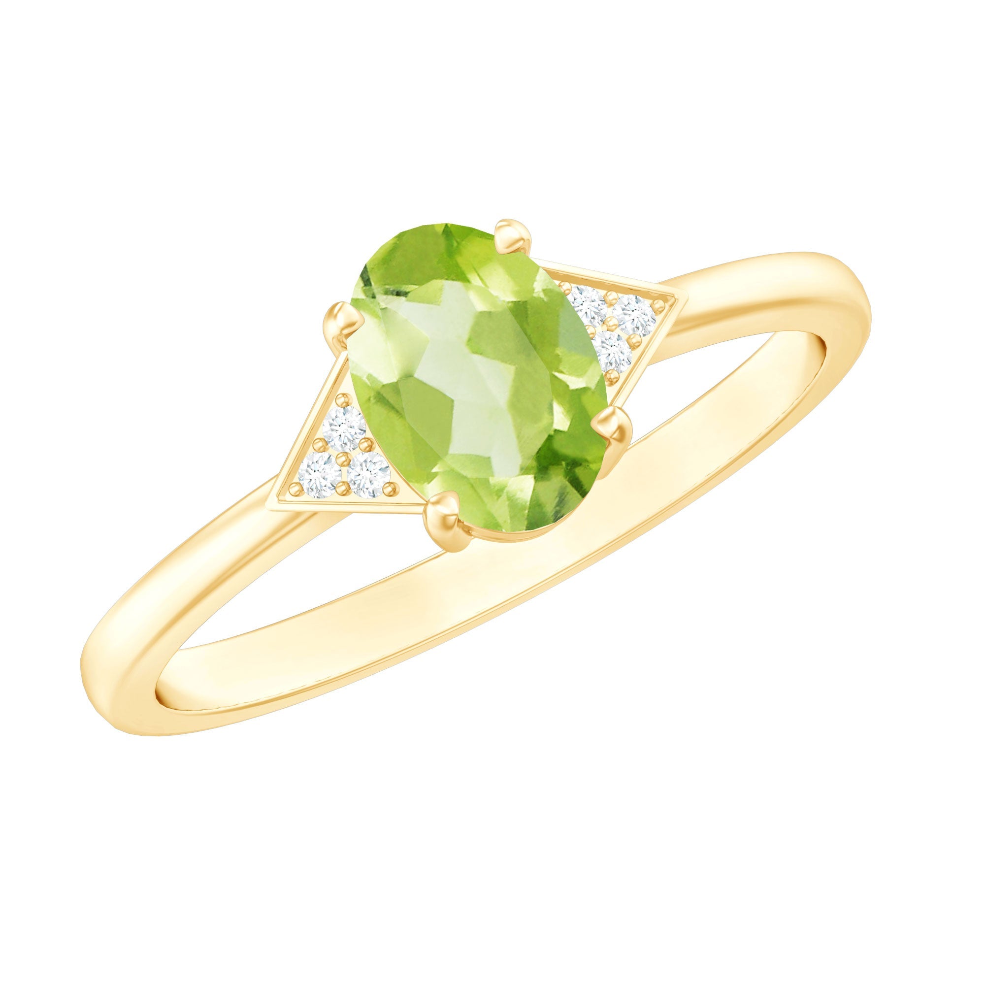 Peridot Engagement Ring - Natural Solitaire 1 Carat Oval Prong Setting