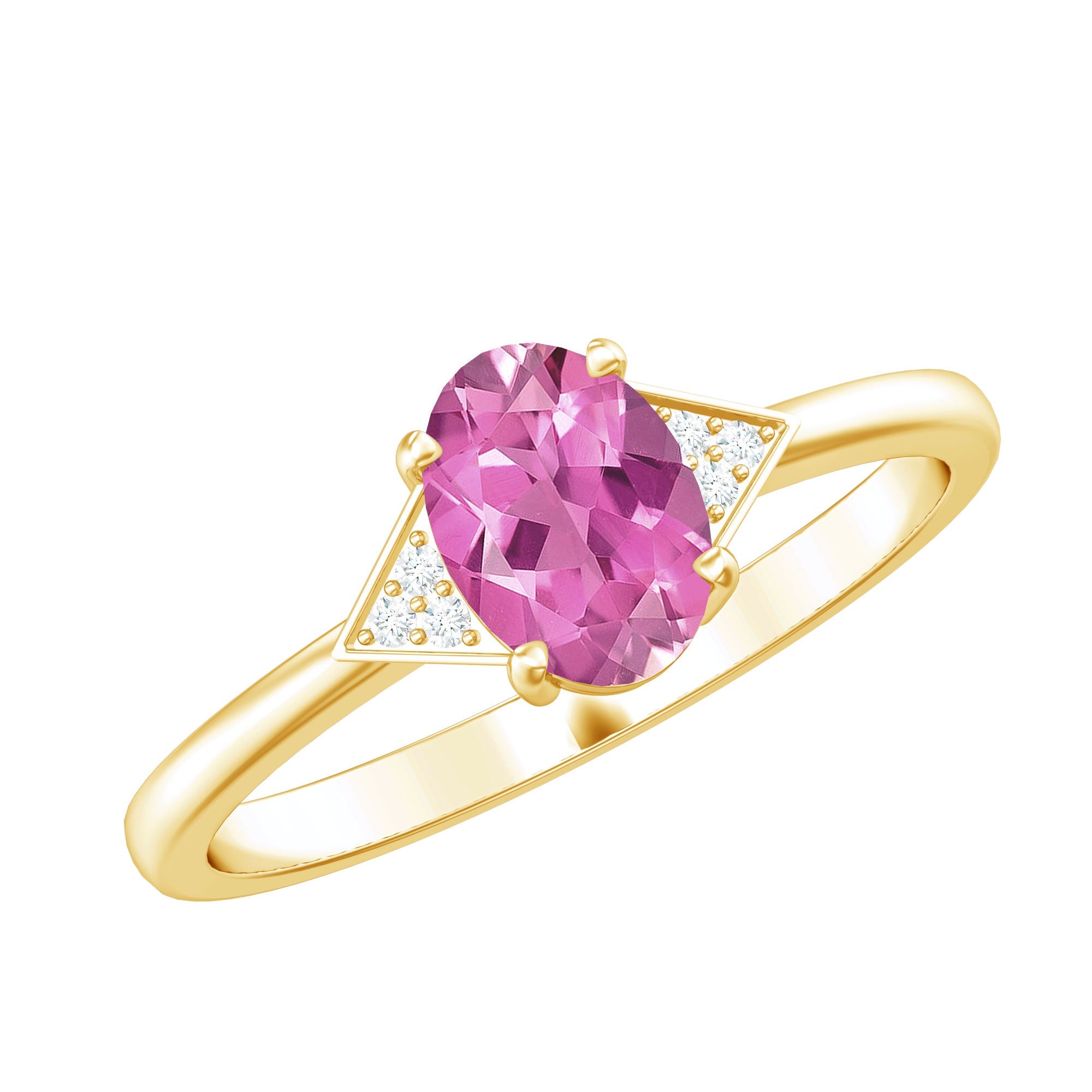 Pink Tourmaline Engagement Ring – 1 Carat Oval Cut Tourmaline Prong Setting