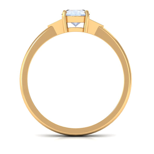 0.6 Carat Oval Moonstone Solitaire Ring with Diamond Accent