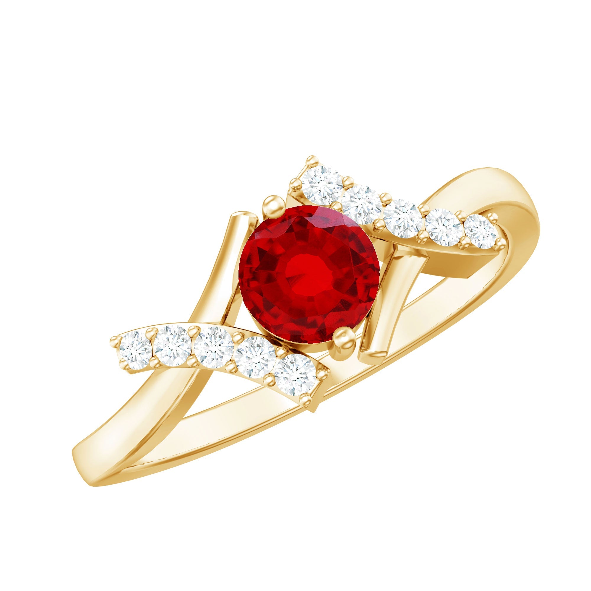 Lab Created Ruby Ring – Elegant Promise Band with Sparkling Diamond Accents