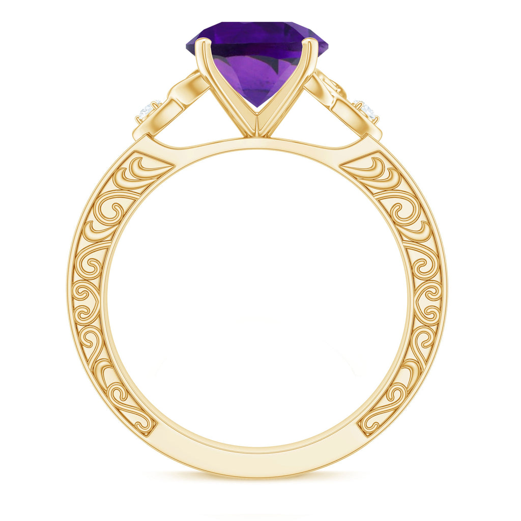Real 1.2 Carat Amethyst Diamond Engagement Ring with Celtic Knot