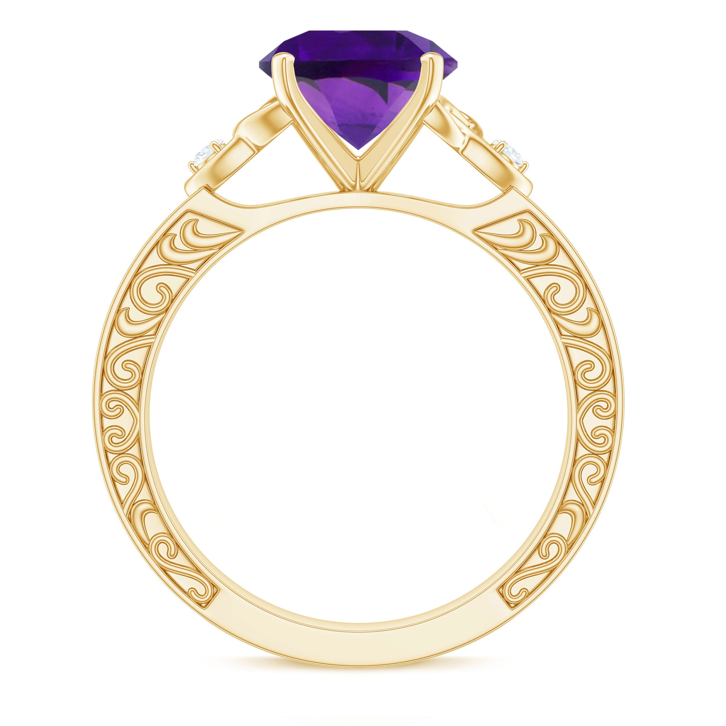 Real 1.2 Carat Amethyst Diamond Engagement Ring with Celtic Knot