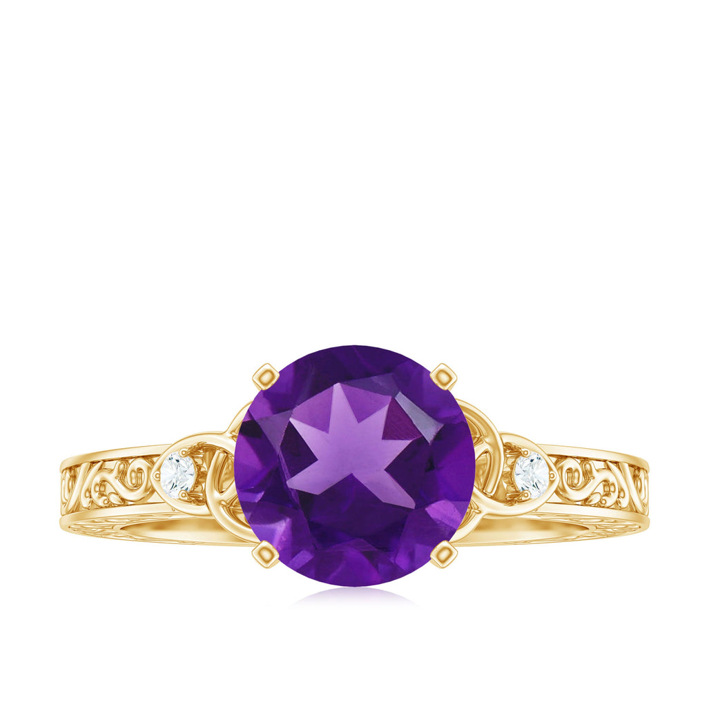 Real 1.2 Carat Amethyst Diamond Engagement Ring with Celtic Knot