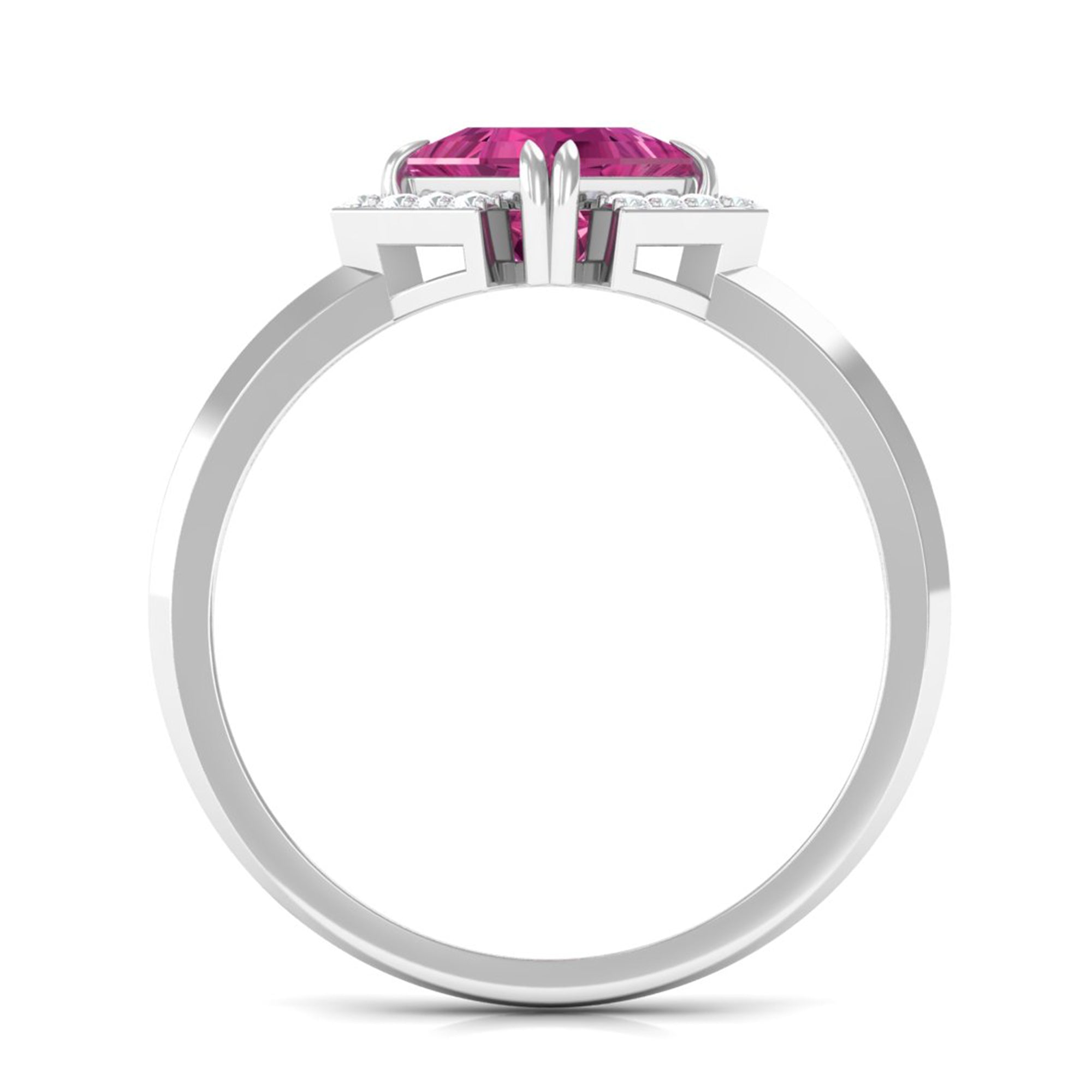 Pink Tourmaline Engagement Ring – Princess Cut 1 Carat Center Stone with Diamond Accents