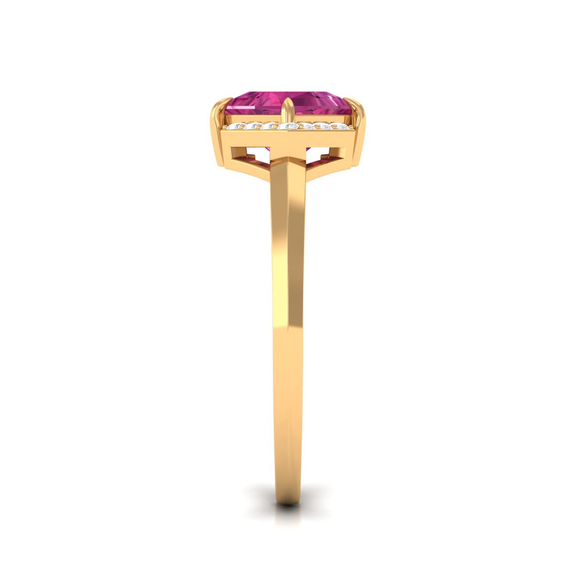 Pink Tourmaline Engagement Ring – Princess Cut 1 Carat Center Stone with Diamond Accents