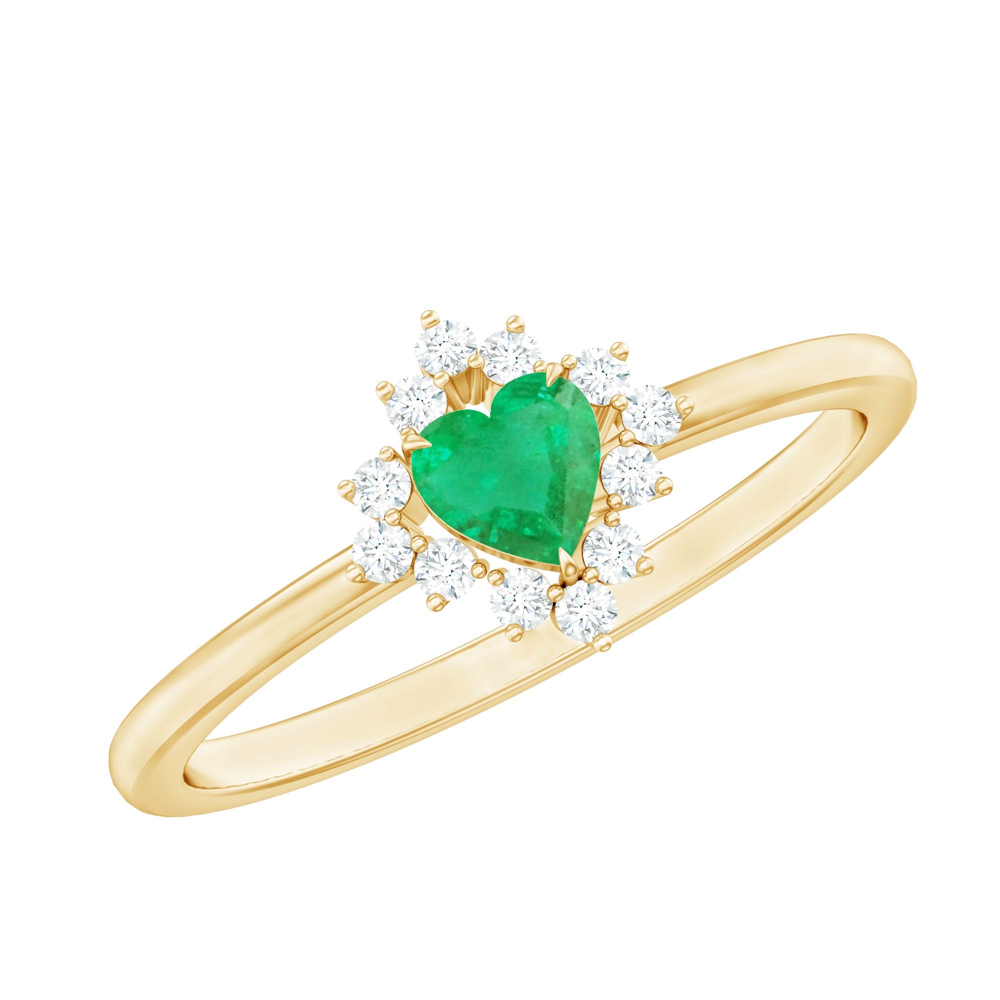Emerald Heart Ring – Natural AAA Quality Emerald Diamond Promise Ring in Rose Gold