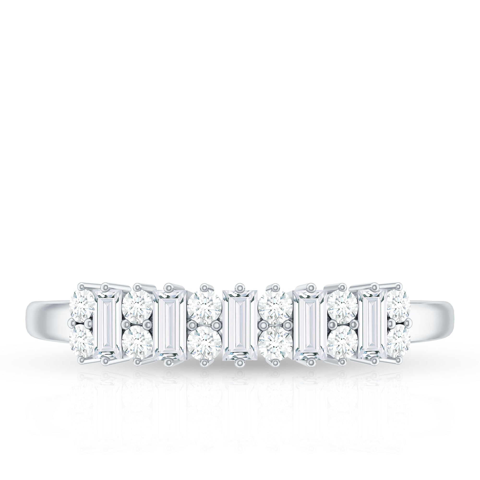 Anniversary Band Ring with Certified Moissanite Stones