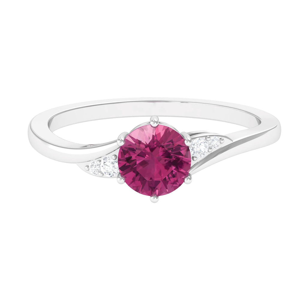 Pink Tourmaline Ring – Classic Solitaire Style With Diamond Accent | AAA Quality