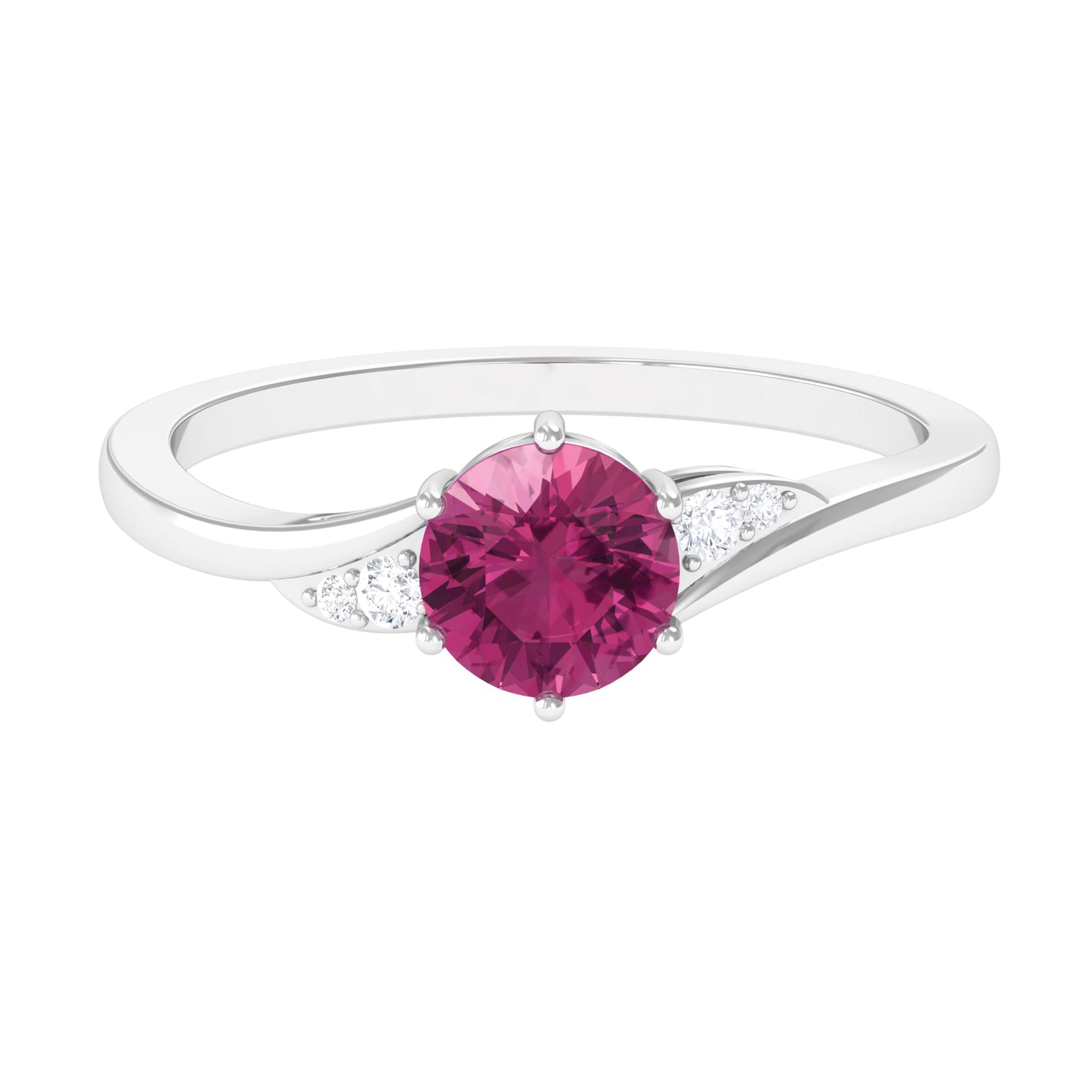 Pink Tourmaline Ring – Classic Solitaire Style With Diamond Accent | AAA Quality