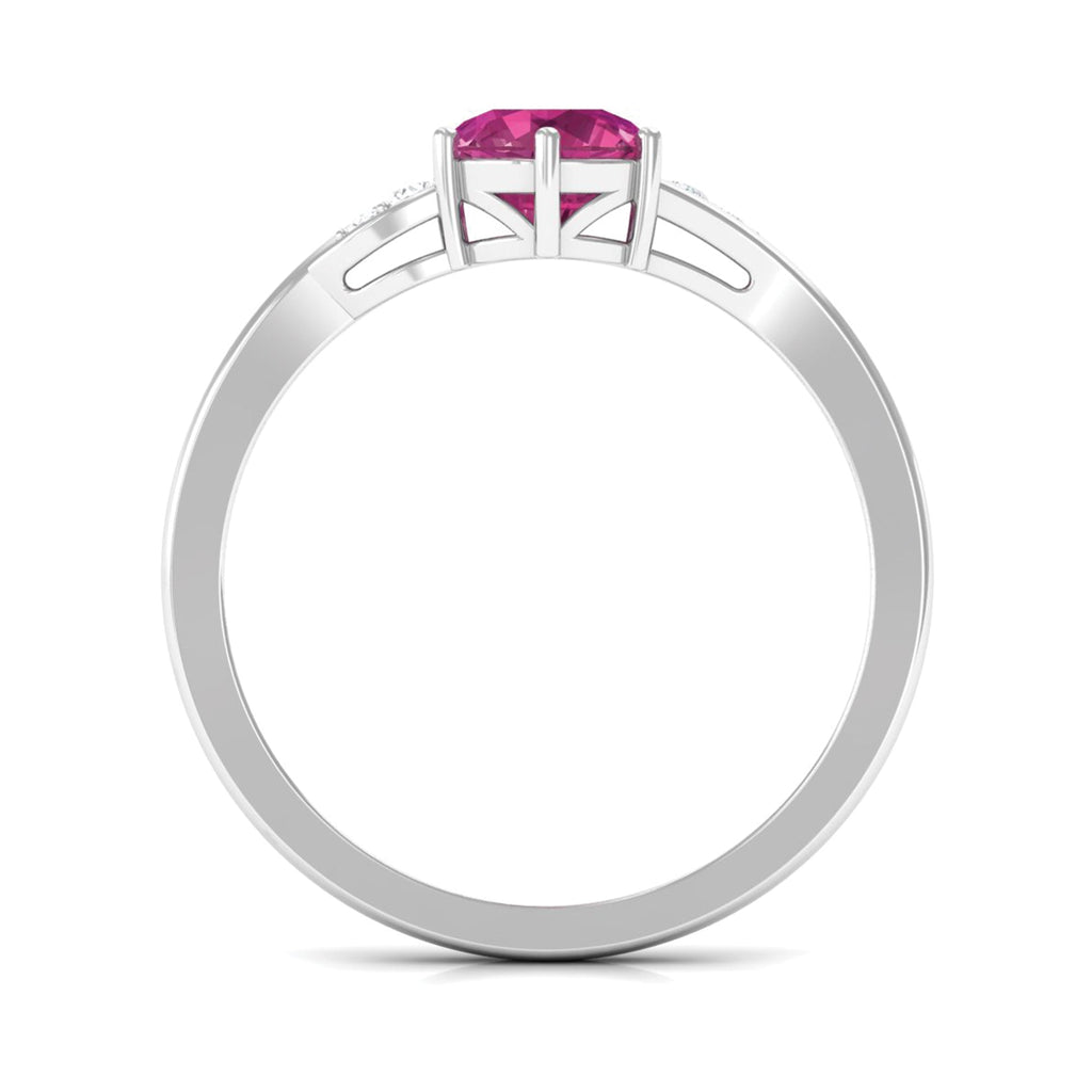 Pink Tourmaline Ring – Classic Solitaire Style With Diamond Accent | AAA Quality
