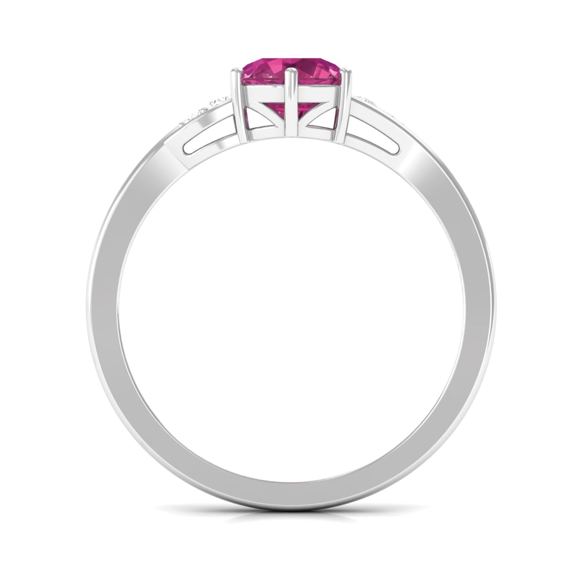Pink Tourmaline Ring – Classic Solitaire Style With Diamond Accent | AAA Quality