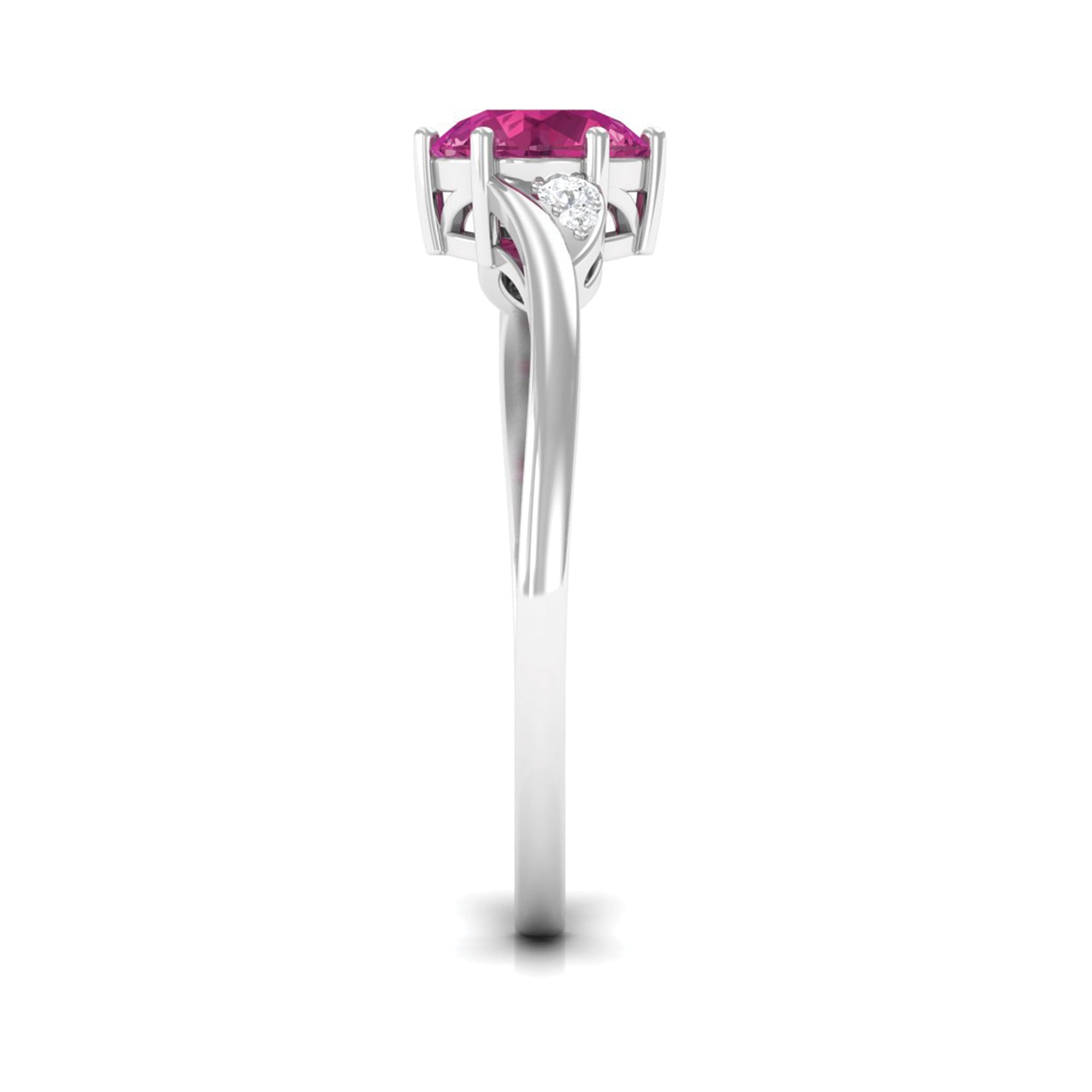 Pink Tourmaline Ring – Classic Solitaire Style With Diamond Accent | AAA Quality