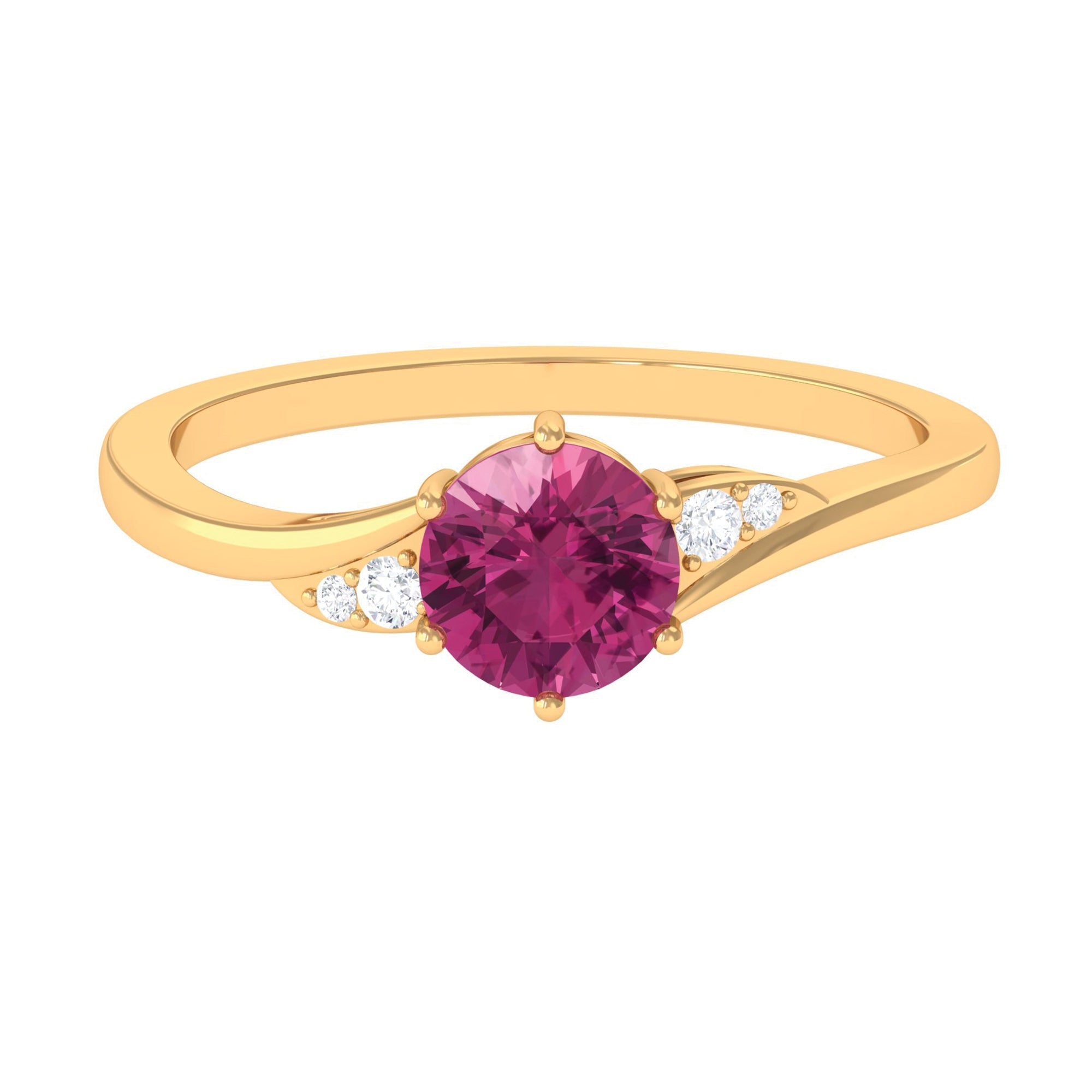 Pink Tourmaline Ring – Classic Solitaire Style With Diamond Accent | AAA Quality