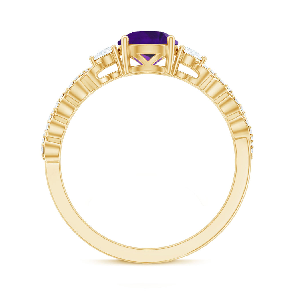 Natural 1.2 Carat Amethyst Diamond Engagement Ring for Women