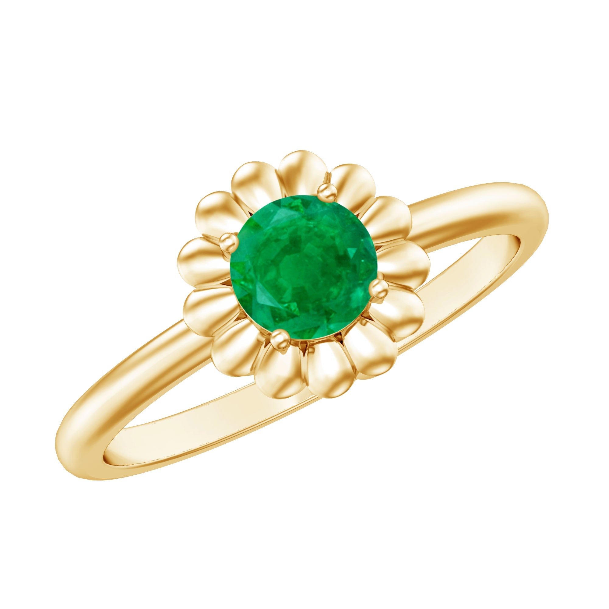 Emerald Promise Ring – Natural Flower Design with AAA Quality Green Gemstone