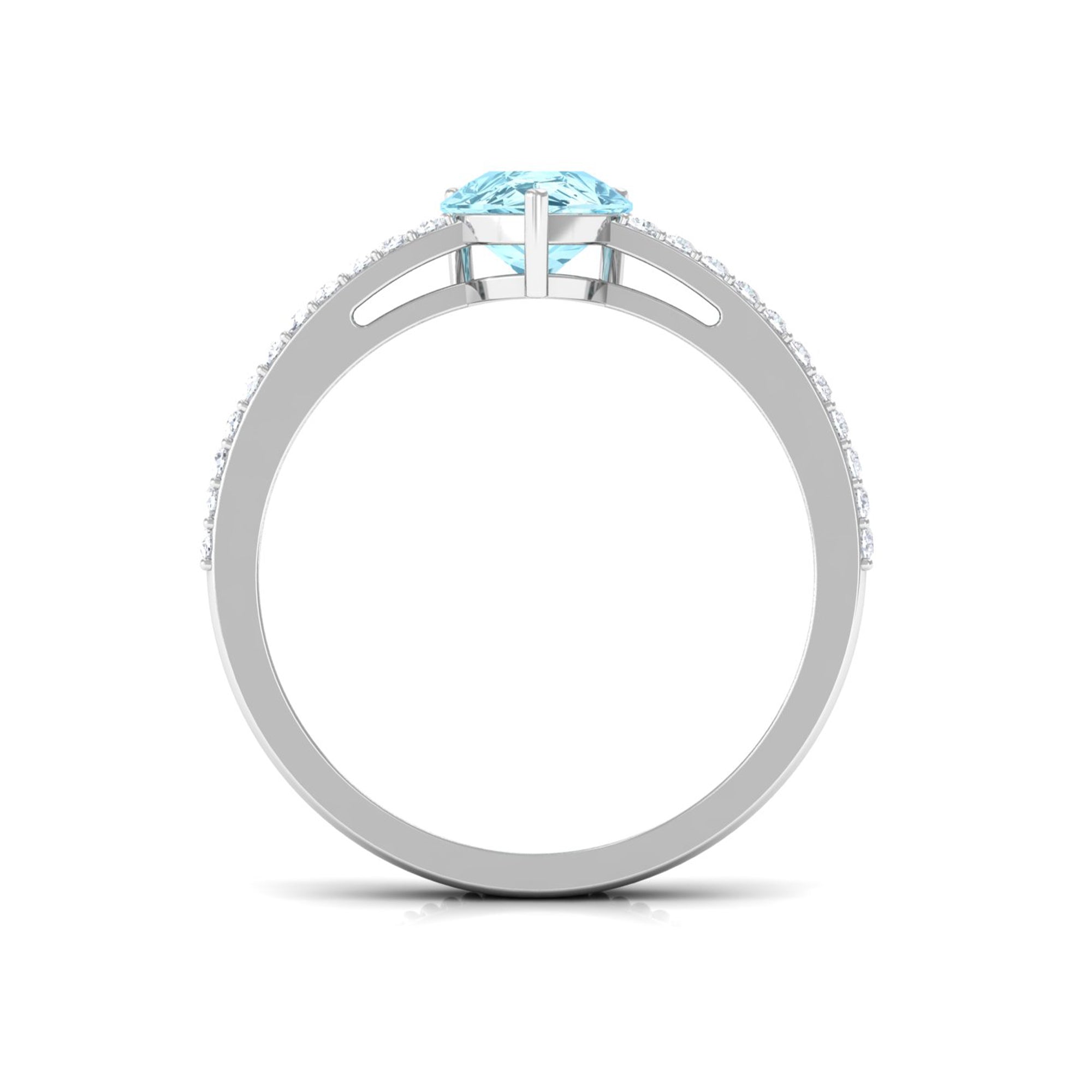 Pear Shape Aquamarine Ring – Twisted Rope Band with Diamond Accent | Blue Gemstone Jewelry