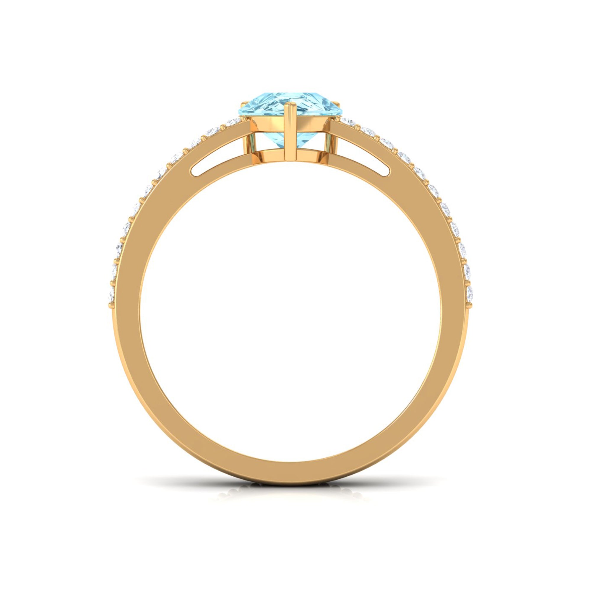 Pear Shape Aquamarine Ring – Twisted Rope Band with Diamond Accent | Blue Gemstone Jewelry