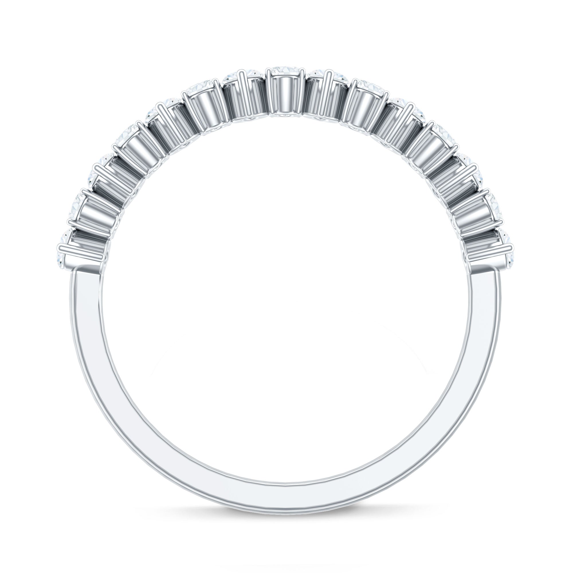 Certified Moissanite Half Eternity Wedding Band Ring
