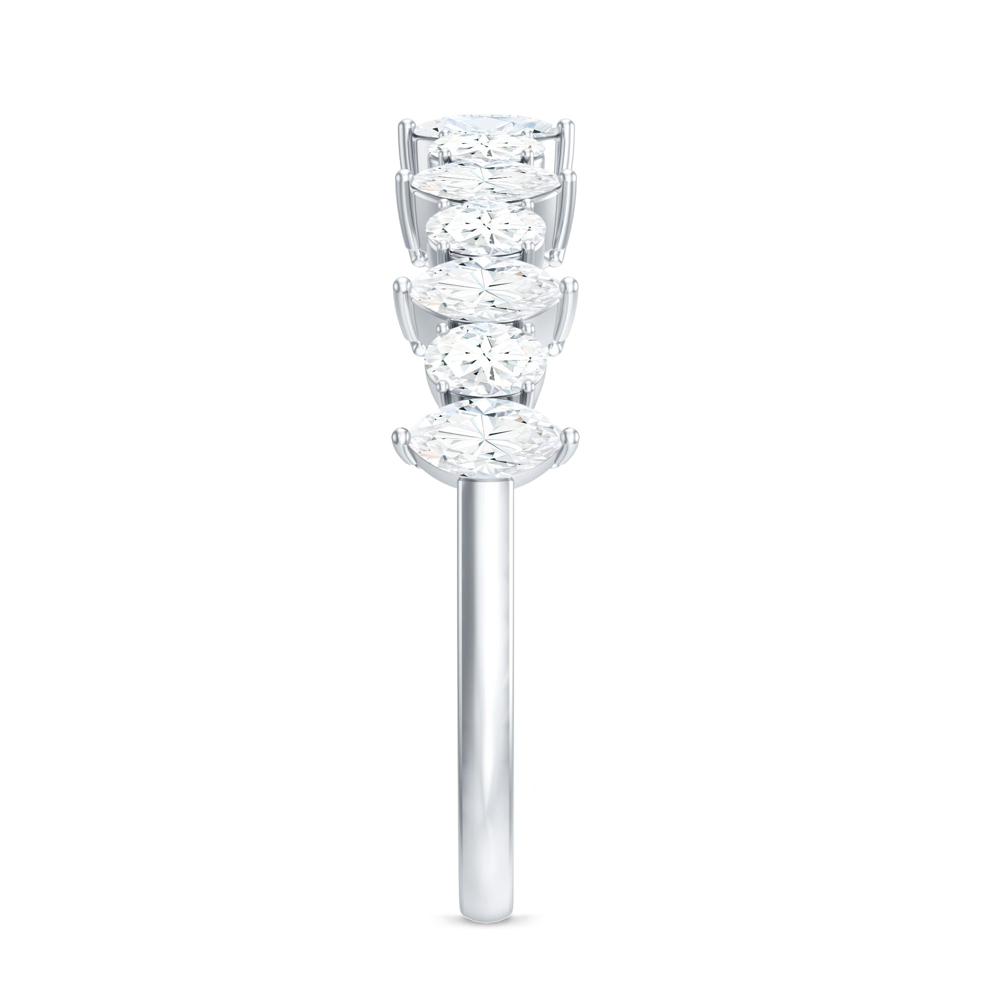 Certified Moissanite Half Eternity Wedding Band Ring