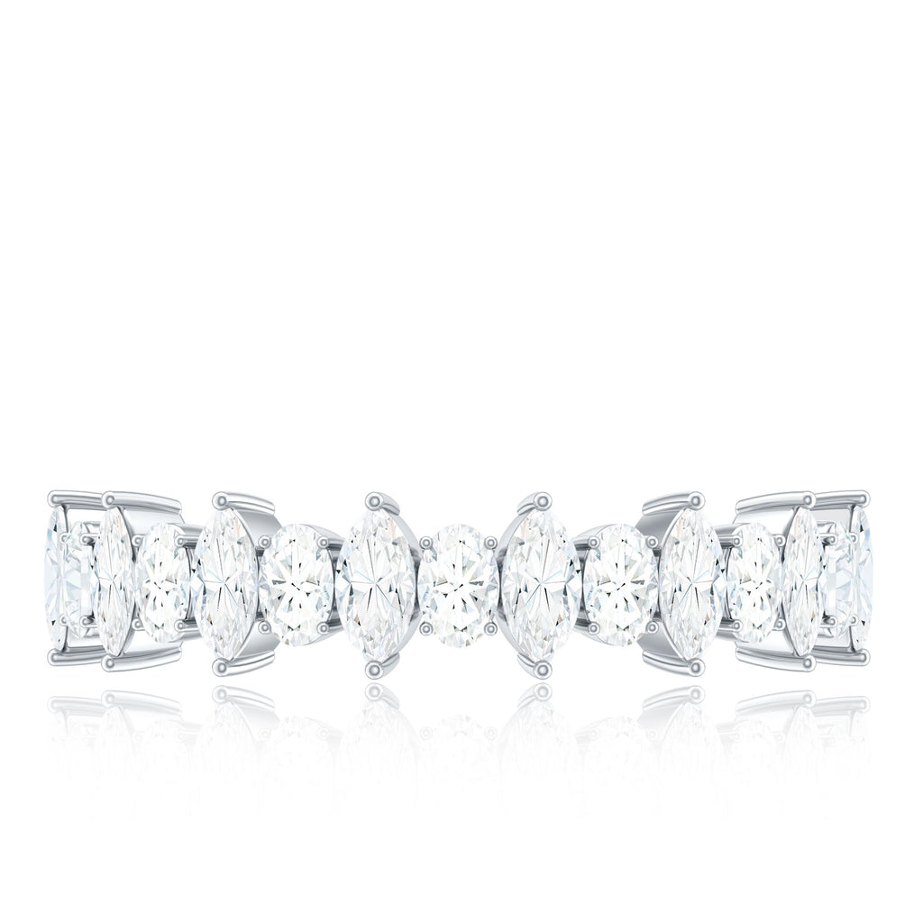 Certified Moissanite Half Eternity Wedding Band Ring