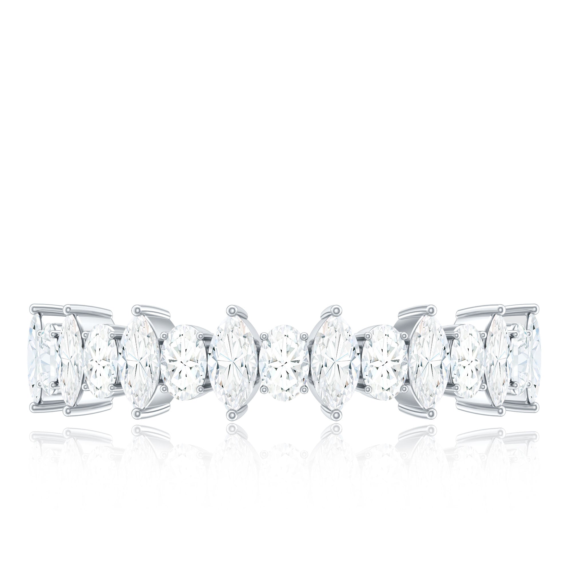 Certified Moissanite Half Eternity Wedding Band Ring