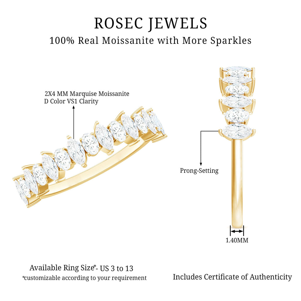 Certified Moissanite Half Eternity Wedding Band Ring