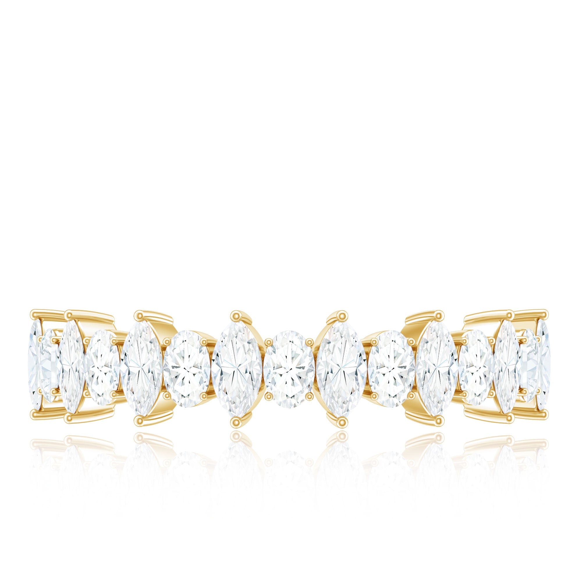 Certified Moissanite Half Eternity Wedding Band Ring