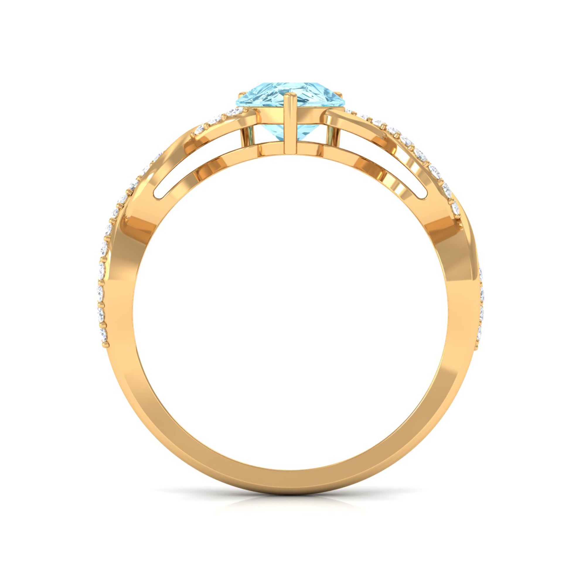 Aquamarine Engagement Ring – Pear Shaped Blue Gemstone with Diamond Infinity Band