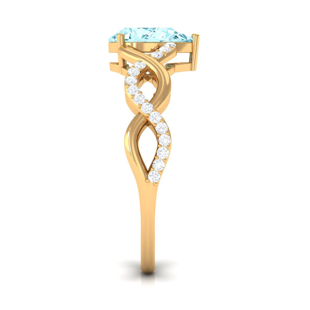 Aquamarine Engagement Ring – Pear Shaped Blue Gemstone with Diamond Infinity Band