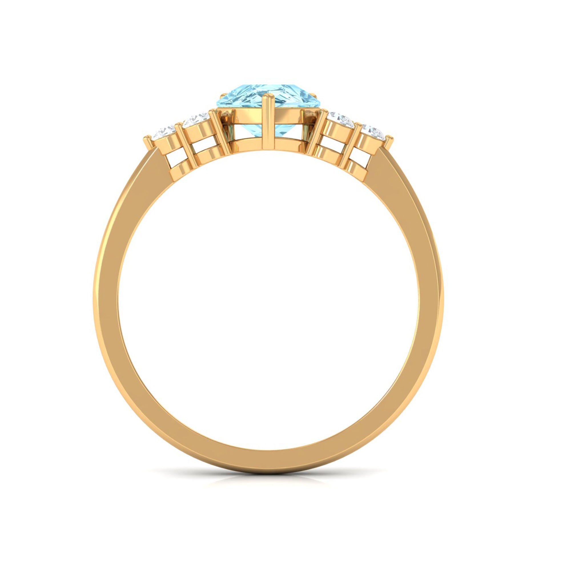 Aquamarine Engagement Ring – Pear Shaped Diamond Trio Ring With 3 Prong Setting