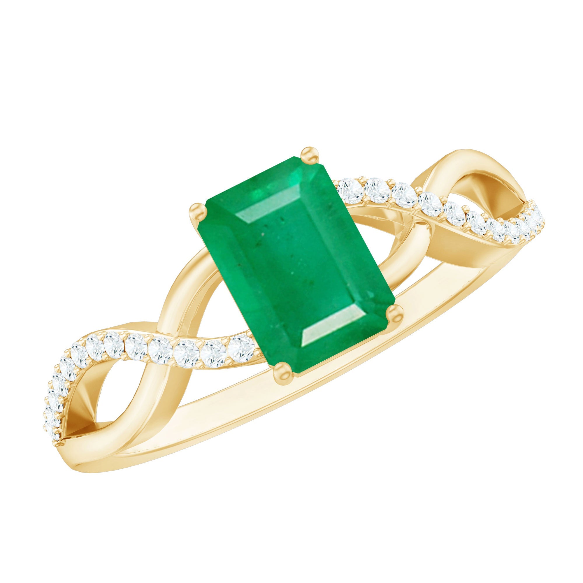 Emerald Cut Engagement Ring – Diamond Infinity Shank | Structured Vintage Contemporary Design