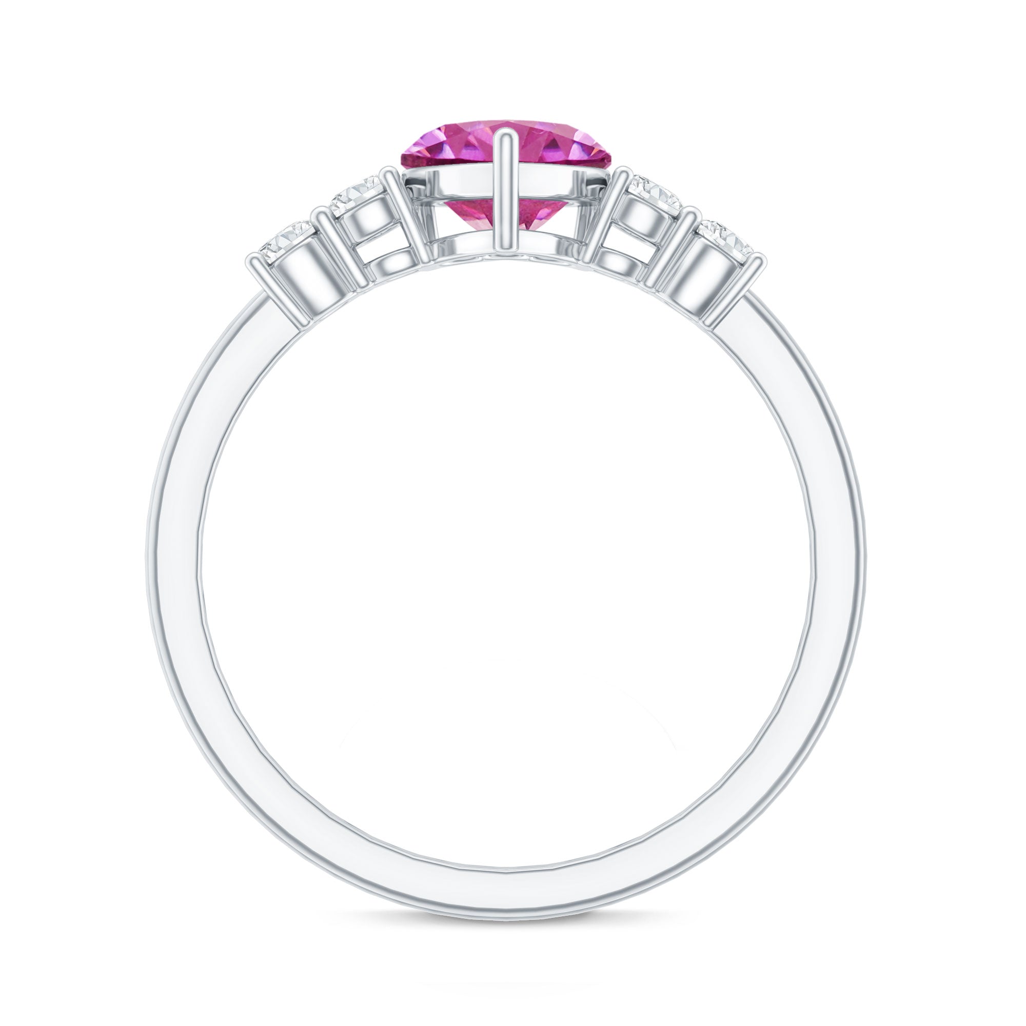Heart Shape Pink Tourmaline Solitaire Promise Ring with Diamond