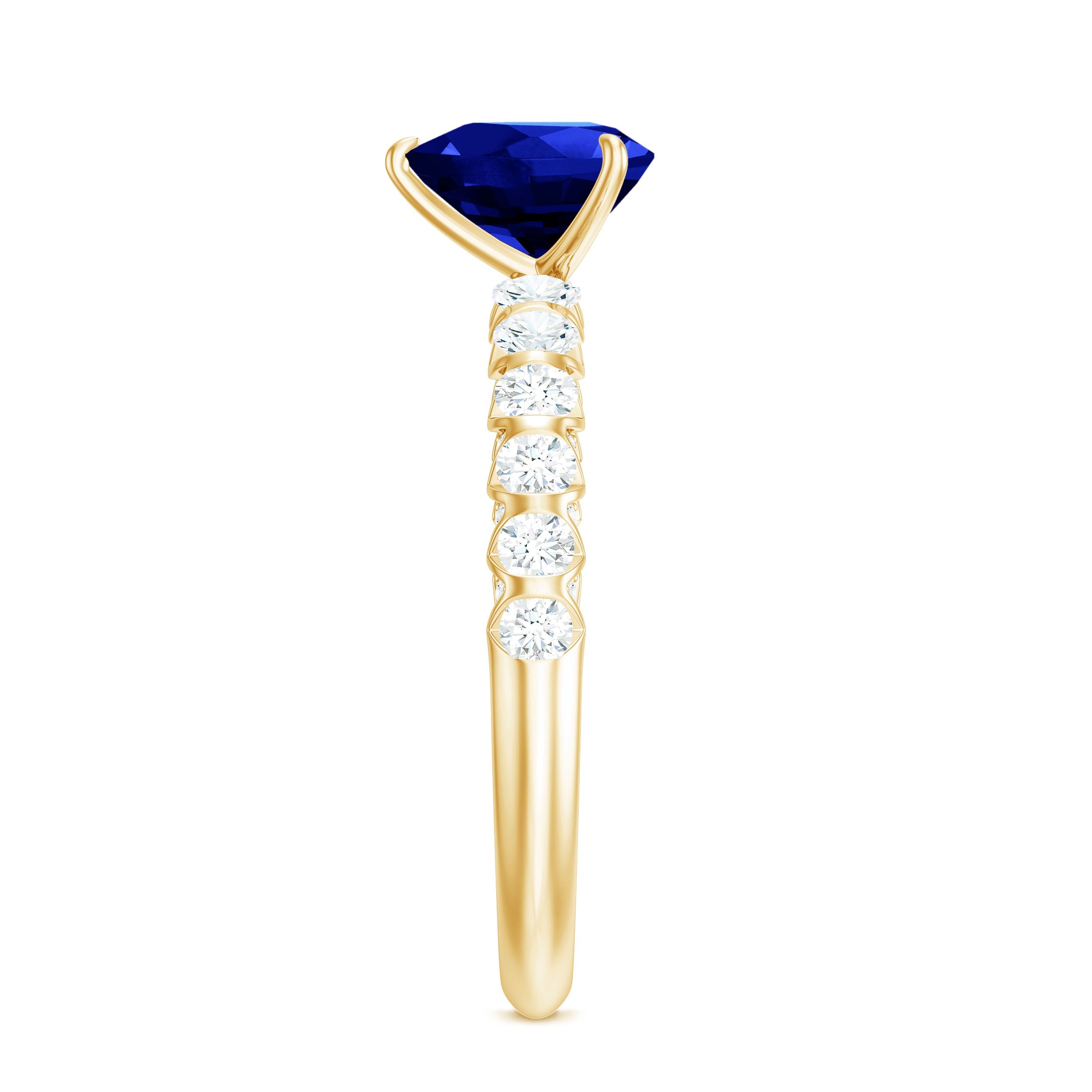 Certified 0.9 Carat Lab Created Blue Sapphire Heart Engagement Ring with Diamond
