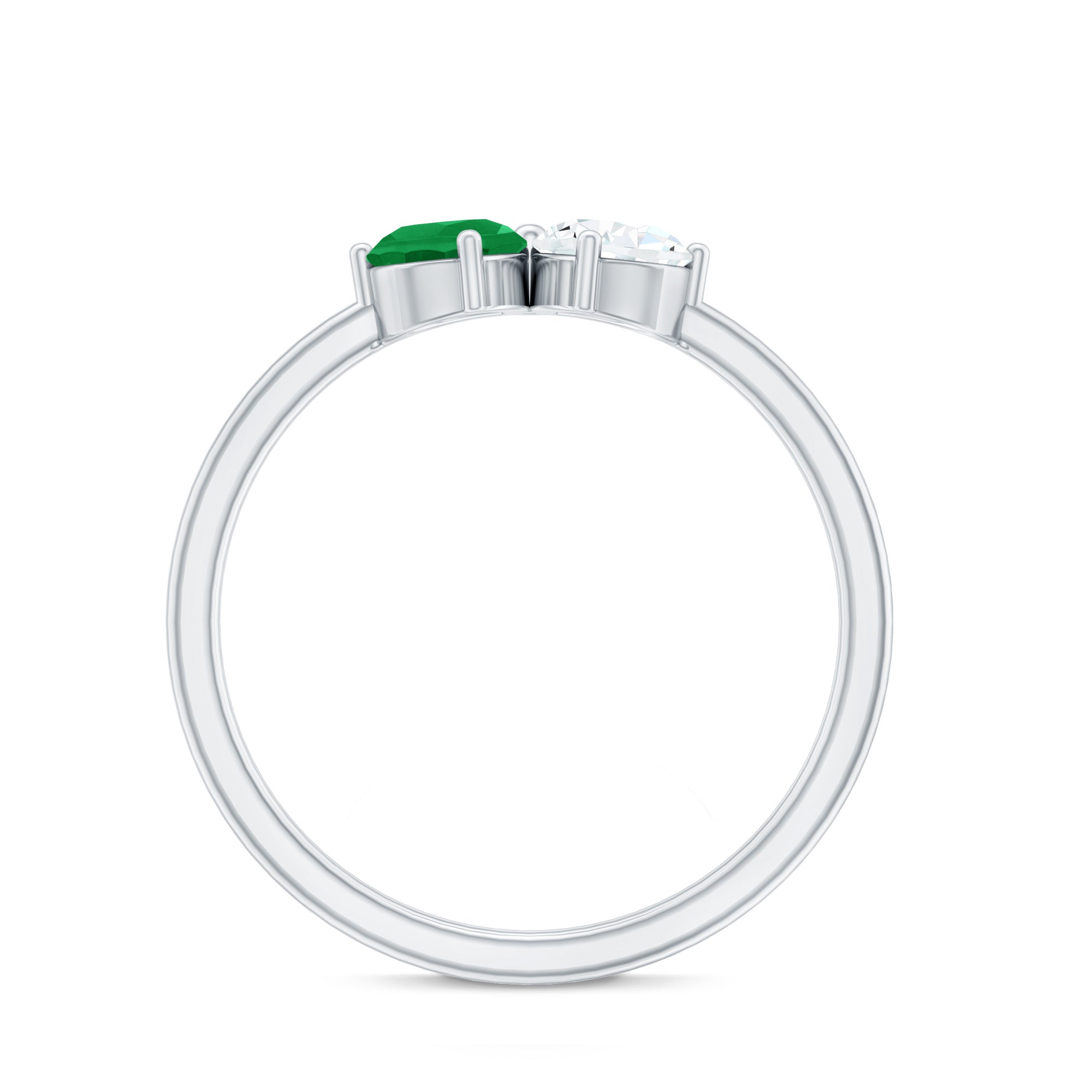 Pear Shape Emerald Ring – Two Stone Promise Ring With Diamond Accent Design