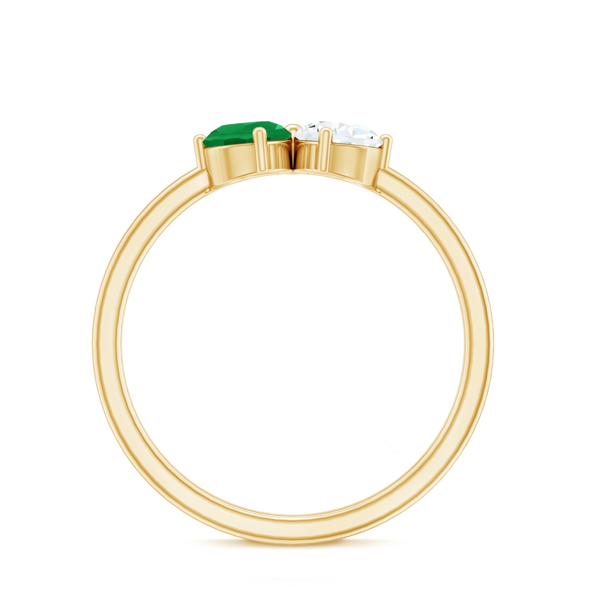 Pear Shape Emerald Ring – Two Stone Promise Ring With Diamond Accent Design