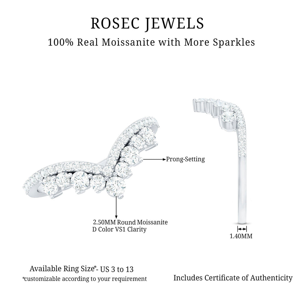 Moissanite Engagement Enhancer Contour Wedding Band Stack