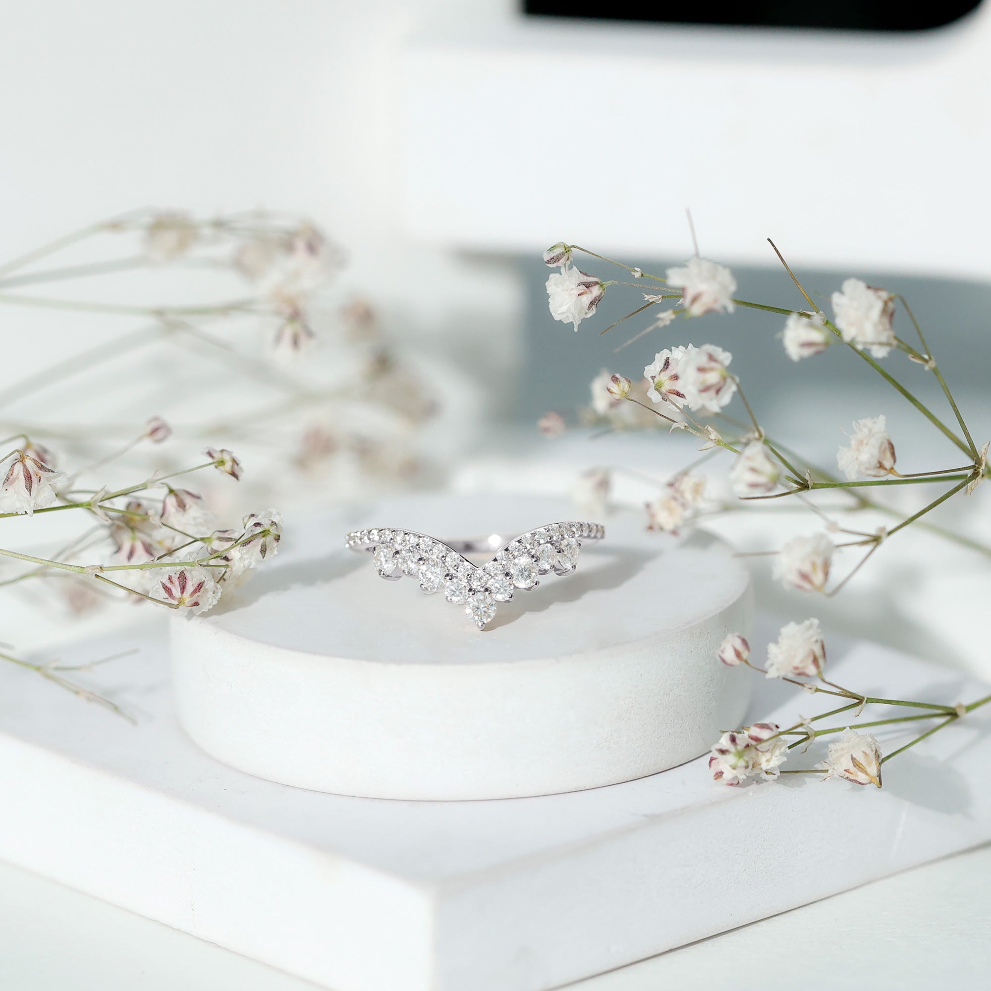 Moissanite Engagement Enhancer Contour Wedding Band Stack