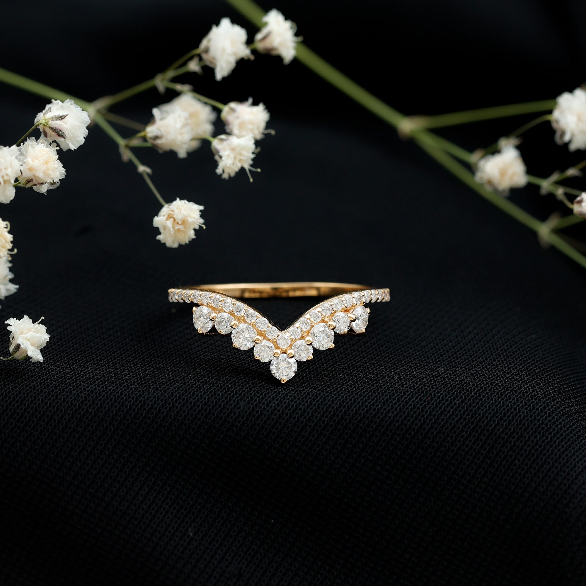 Moissanite Engagement Enhancer Contour Wedding Band Stack