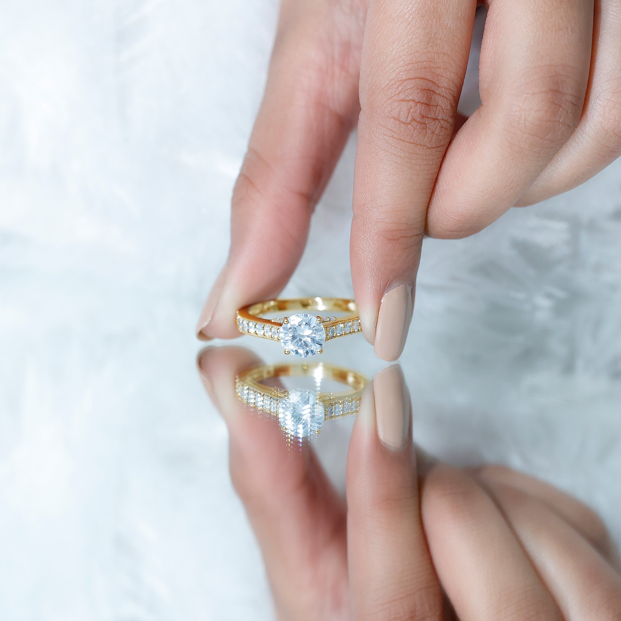 Certified 2 Carat Moissanite Solitaire Engagement Ring With Side Stones