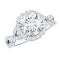 Certified 2 CT Moissanite Criss Cross Engagement Ring with Halo