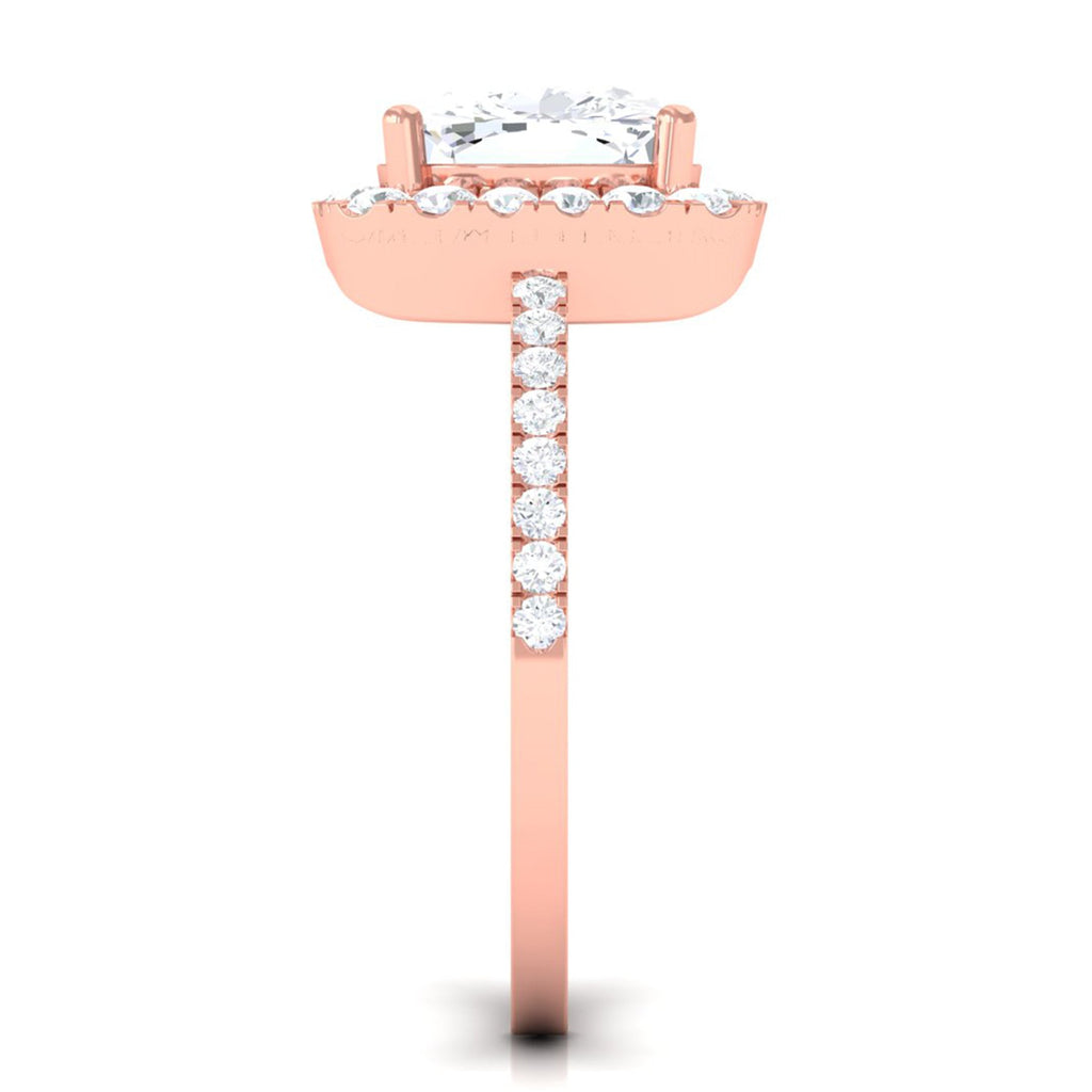 3 Carat Cushion Cut Moissanite Halo Engagement Ring for Women