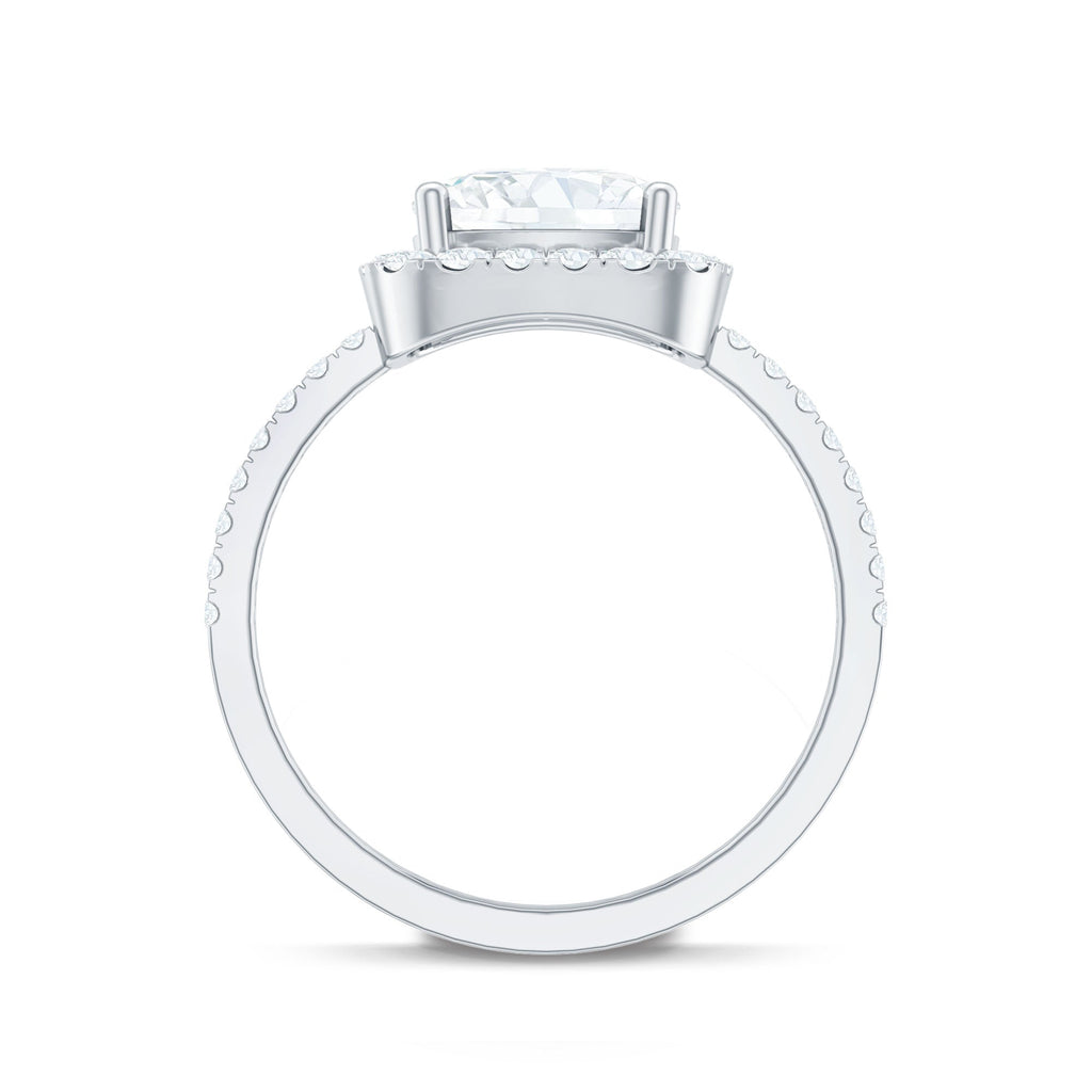 3 Carat Cushion Cut Moissanite Halo Engagement Ring for Women