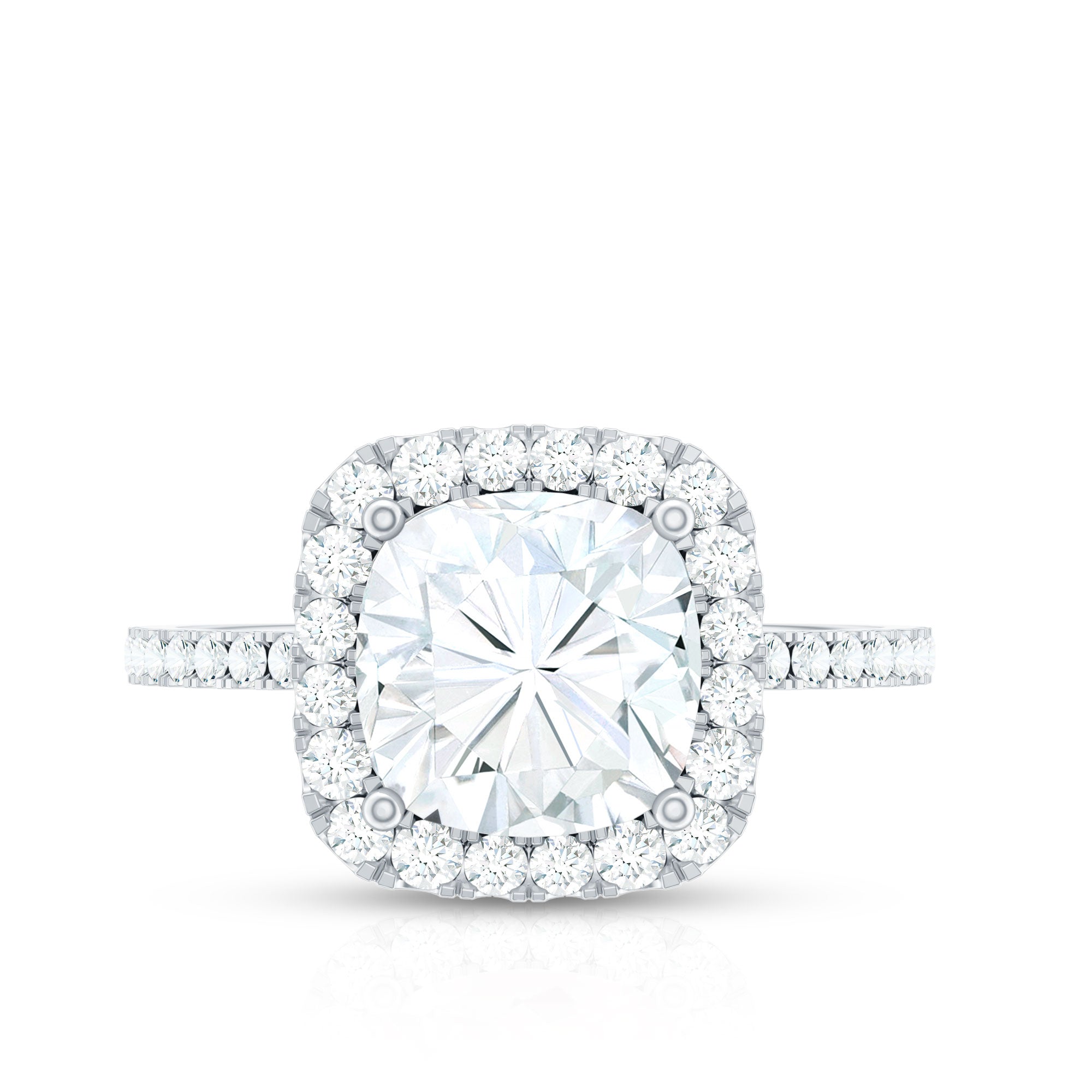 3 Carat Cushion Cut Moissanite Halo Engagement Ring for Women
