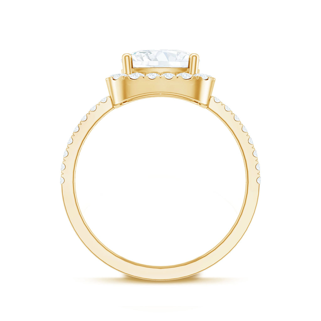 3 Carat Cushion Cut Moissanite Halo Engagement Ring for Women