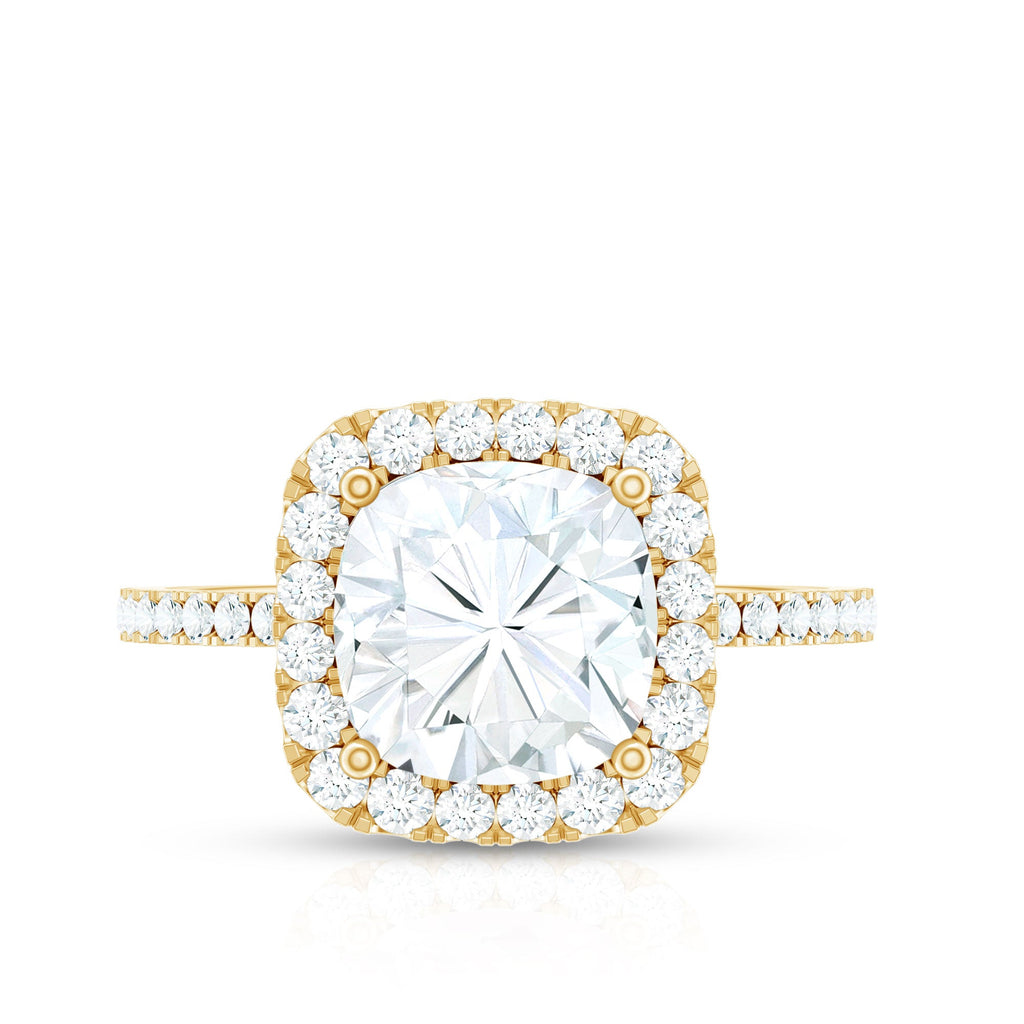 3 Carat Cushion Cut Moissanite Halo Engagement Ring for Women