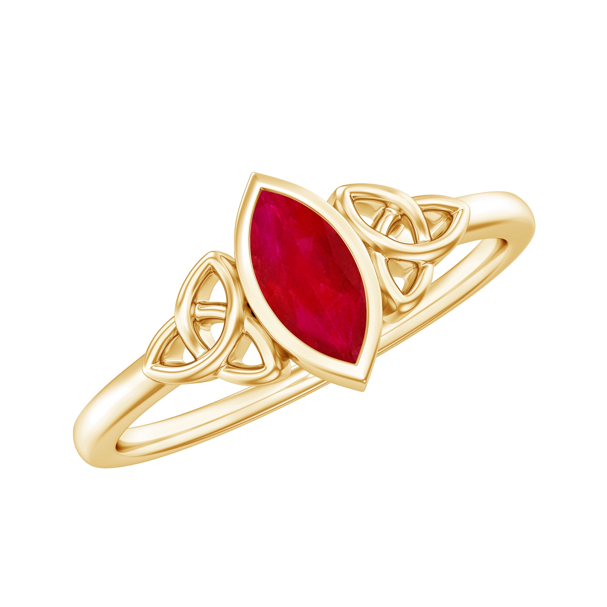 Marquise Ruby Promise Ring – Celtic Knot Bezel Setting Commitment Band Women’s Birthstone